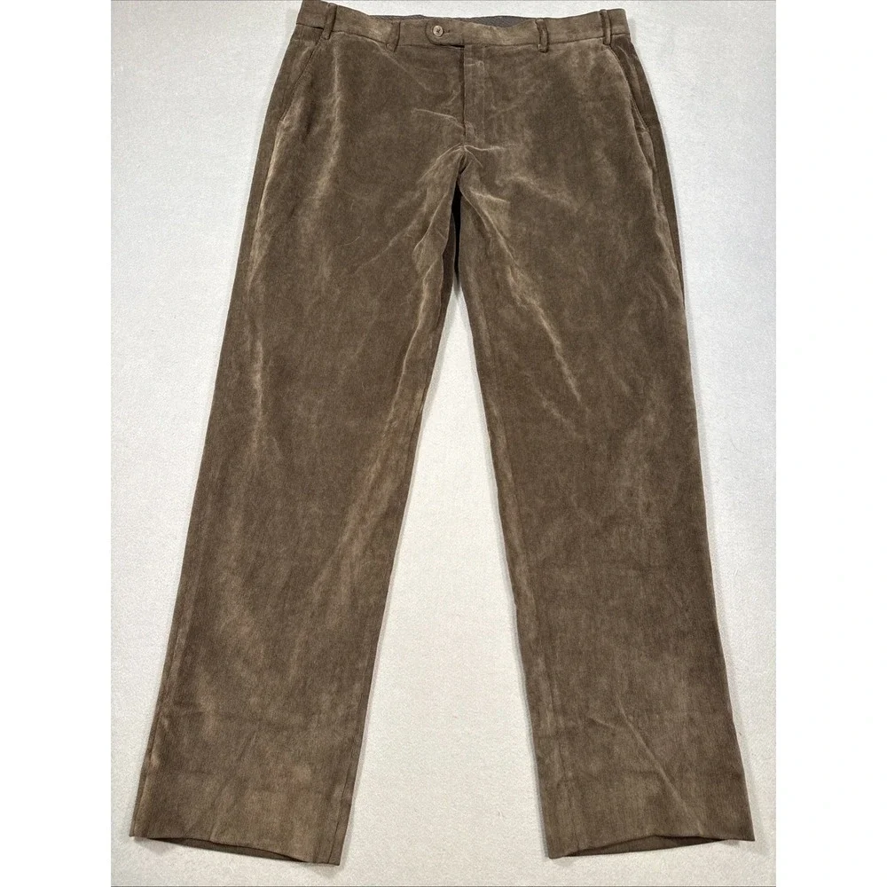 Pronto Uomo Platinum Pants Mens 40 Brown Corduroy Stretch Dress Slacks Office